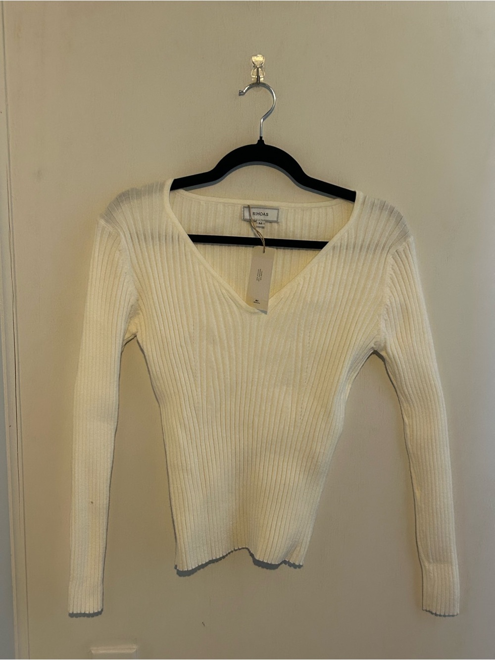 RIHOAS ribbed cream sweater